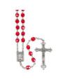  RUBY MULTI FACETED GLASS BEAD ROSARY 